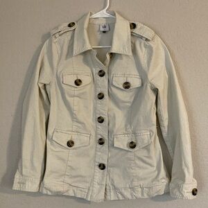 CAbi Cream Utility Jacket | Button Front | Cinched Waist | Medium